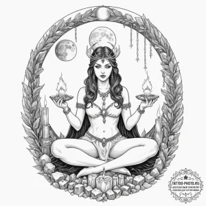 Tattoo design for a thigh, a beautiful woman... - эскиз тату (№1751759621_0, 05.07.2025 23:53) — tattoo-photo.ru