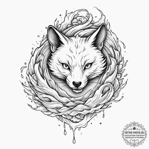 Tattoo design for shoulder, a fox face, abstr... - эскиз тату (№1751759873_0, 05.07.2025 23:57) — tattoo-photo.ru