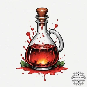 Tattoo design for shoulder, a "potion of heal... - эскиз тату (№1751760041_0, 06.07.2025 00:00) — tattoo-photo.ru