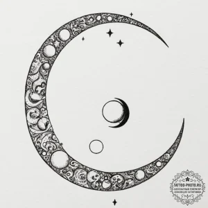 Tattoo design for an ankle, the phases of the... - эскиз тату (№1751761391_0, 06.07.2025 00:23) — tattoo-photo.ru