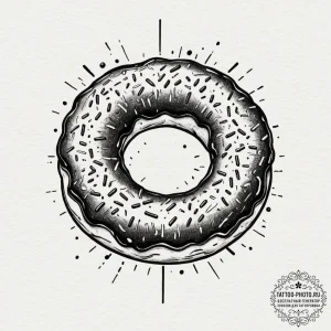 Tattoo design for an arm, a donut with sprink... - эскиз тату (№1751761815_0, 06.07.2025 00:30) — tattoo-photo.ru