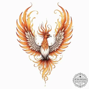 Tattoo design for a thigh, a phoenix rising f... - эскиз тату (№1751761982_0, 06.07.2025 00:33) — tattoo-photo.ru