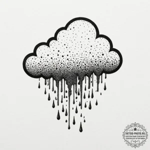 Tiny tattoo design, a cloud, raining down tin... - эскиз тату (№1751763245_0, 06.07.2025 00:54) — tattoo-photo.ru