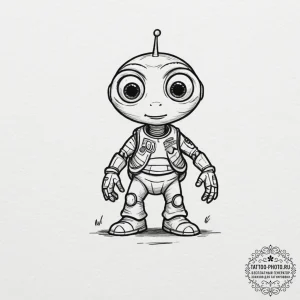 Tiny tattoo design, the three-eyed alien from... - эскиз тату (№1751763668_0, 06.07.2025 01:01) — tattoo-photo.ru