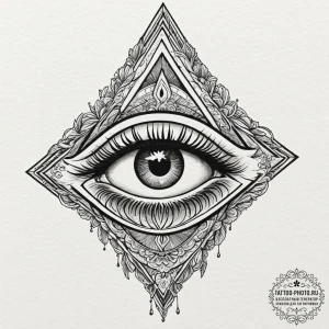 Tiny tattoo design, the all-seeing eye, drawn... - эскиз тату (№1751764343_0, 06.07.2025 01:12) — tattoo-photo.ru