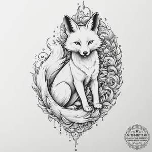 Tattoo design for an arm, a kitsune (japanese... - эскиз тату (№1751765022_0, 06.07.2025 01:23) — tattoo-photo.ru