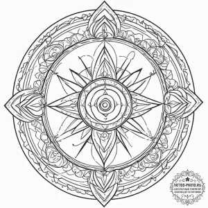 Tattoo design for shoulder, a magic circle fr... - эскиз тату (№1751765192_0, 06.07.2025 01:26) — tattoo-photo.ru