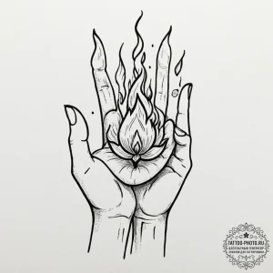 Tiny tattoo design, two hands, cupping a tiny... - эскиз тату (№1751765279_0, 06.07.2025 01:27) — tattoo-photo.ru