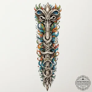 Tattoo design for a leg, the shin bone (tibia... - эскиз тату (№1751765537_0, 06.07.2025 01:32) — tattoo-photo.ru