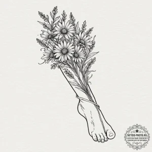 Tattoo design for an ankle, a band of wildflo... - эскиз тату (№1751766030_0, 06.07.2025 01:40) — tattoo-photo.ru