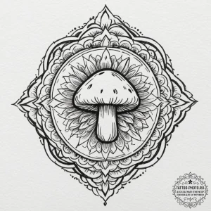 Tiny tattoo design, a single mushroom from su... - эскиз тату (№1751766114_0, 06.07.2025 01:41) — tattoo-photo.ru