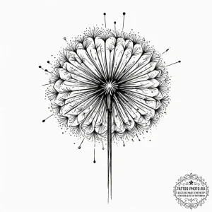 Tiny tattoo design, a dandelion with a few se... - эскиз тату (№1751766453_0, 06.07.2025 01:47) — tattoo-photo.ru
