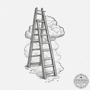 Tiny tattoo design, a ladder, leaning against... - эскиз тату (№1751767127_0, 06.07.2025 01:58) — tattoo-photo.ru