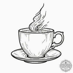 Tiny tattoo design, a teacup, with a tiny, pe... - эскиз тату (№1751767934_0, 06.07.2025 02:12) — tattoo-photo.ru