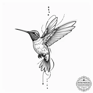 Tiny tattoo design, a hummingbird, frozen in... - эскиз тату (№1751768190_0, 06.07.2025 02:16) — tattoo-photo.ru