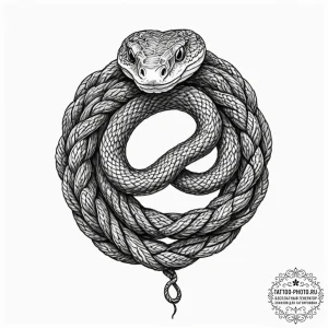 Tiny tattoo design, a snake, coiled into a ti... - эскиз тату (№1751769027_0, 06.07.2025 02:30) — tattoo-photo.ru