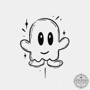 Tiny tattoo design, a tiny ghost from pac-man... - эскиз тату (№1751770128_0, 06.07.2025 02:48) — tattoo-photo.ru