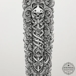 Tattoo design for a leg, the shin bone (tibia... - эскиз тату (№1751770297_0, 06.07.2025 02:51) — tattoo-photo.ru