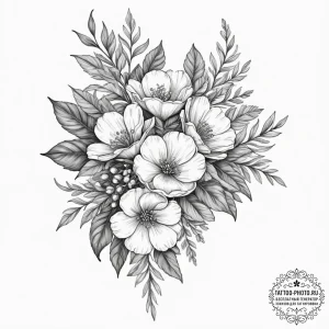 Tattoo design for shoulder, a beautiful flora... - эскиз тату (№1751770697_0, 06.07.2025 02:58) — tattoo-photo.ru