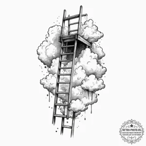 Tiny tattoo design, a ladder, leaning against... - эскиз тату (№1751771429_0, 06.07.2025 03:10) — tattoo-photo.ru