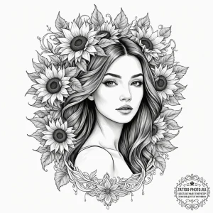 Tattoo design for shoulder, a beautiful woman... - эскиз тату (№1751773167_0, 06.07.2025 03:39) — tattoo-photo.ru