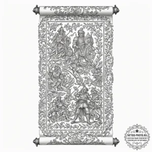 Tattoo design for a leg wrap, a huge medieval... - эскиз тату (№1751773677_0, 06.07.2025 03:47) — tattoo-photo.ru