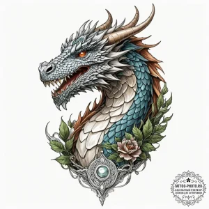 Tattoo design for shoulder, a dragon's head,... - эскиз тату (№1751775205_0, 06.07.2025 04:13) — tattoo-photo.ru