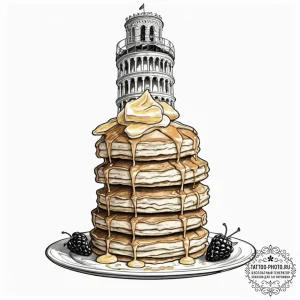 Tattoo design for an arm, a stack of pancakes... - эскиз тату (№1751775290_0, 06.07.2025 04:14) — tattoo-photo.ru