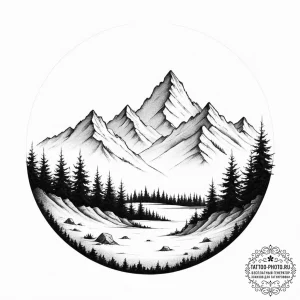 Tiny tattoo design, the silhouette of a mount... - эскиз тату (№1751776386_0, 06.07.2025 04:33) — tattoo-photo.ru
