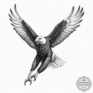 Tattoo design for a calf, a powerful eagle or... - эскиз тату (№1751776470_0, 06.07.2025 04:34) — tattoo-photo.ru