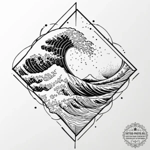 Tattoo design for an arm, a crashing ocean wa... - эскиз тату (№1751776988_0, 06.07.2025 04:43) — tattoo-photo.ru