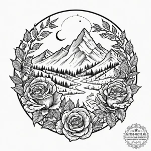 Tiny tattoo design, the silhouette of a mount... - эскиз тату (№1751777162_0, 06.07.2025 04:46) — tattoo-photo.ru