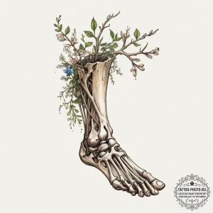 Tattoo design for a leg, a beautiful floral v... - эскиз тату (№1751778013_0, 06.07.2025 05:00) — tattoo-photo.ru