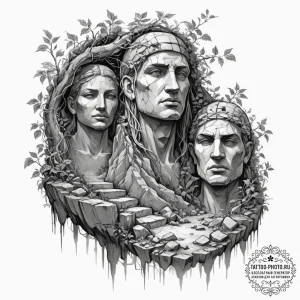 Tattoo design for shoulder, a scene from a fo... - эскиз тату (№1751778776_0, 06.07.2025 05:12) — tattoo-photo.ru