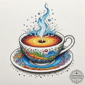 Tattoo design for an arm, a teacup, but it co... - эскиз тату (№1751780473_0, 06.07.2025 05:41) — tattoo-photo.ru