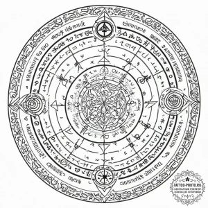 Tattoo design for shoulder, a magic circle fr... - эскиз тату (№1751780836_0, 06.07.2025 05:47) — tattoo-photo.ru