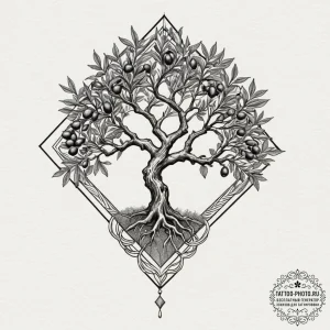 Tattoo design for shoulder, a gnarled olive t... - эскиз тату (№1751781566_0, 06.07.2025 05:59) — tattoo-photo.ru