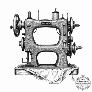 Tattoo design for an arm, a vintage sewing ma... - эскиз тату (№1751782325_0, 06.07.2025 06:12) — tattoo-photo.ru