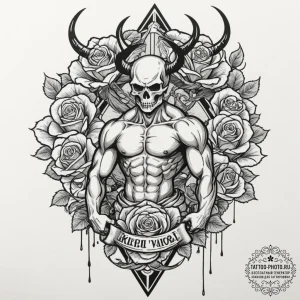 Tattoo design for a calf, a japanese warrior... - эскиз тату (№1751782409_0, 06.07.2025 06:13) — tattoo-photo.ru