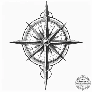 Tattoo design for a foot, a detailed compass... - эскиз тату (№1751782831_0, 06.07.2025 06:20) — tattoo-photo.ru