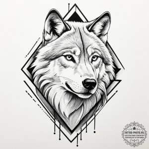 Tattoo design for shoulder, a wolf's face, ha... - эскиз тату (№1751783336_0, 06.07.2025 06:28) — tattoo-photo.ru