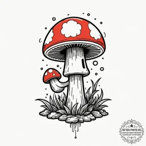 Tiny tattoo design, a single mushroom from su... - эскиз тату (№1751784093_0, 06.07.2025 06:41) — tattoo-photo.ru