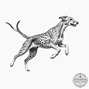 Tattoo design for a calf, a running cheetah o... - эскиз тату (№1751784599_0, 06.07.2025 06:49) — tattoo-photo.ru