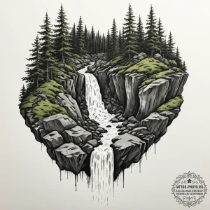 Tattoo design for shoulder, a waterfall, orig... - эскиз тату (№1751785525_0, 06.07.2025 07:05) — tattoo-photo.ru