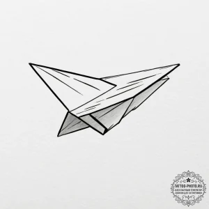 Tiny tattoo design, the paper airplane from t... - эскиз тату (№1751786116_0, 06.07.2025 07:15) — tattoo-photo.ru