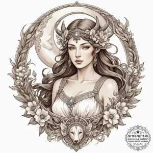 Tattoo design for a thigh, a stunningly detai... - эскиз тату (№1751786369_0, 06.07.2025 07:19) — tattoo-photo.ru