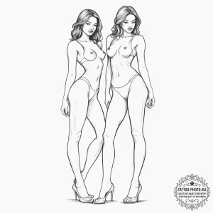 Tattoo design for two legs, a beautiful woman... - эскиз тату (№1751787213_0, 06.07.2025 07:33) — tattoo-photo.ru