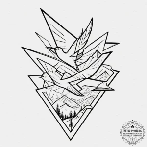 Tattoo design for an arm, a flock of birds, m... - эскиз тату (№1751787636_0, 06.07.2025 07:40) — tattoo-photo.ru