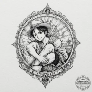 Tattoo design for a leg, a "wanted" poster fr... - эскиз тату (№1751787805_0, 06.07.2025 07:43) — tattoo-photo.ru