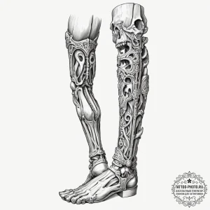 Tattoo design for a leg, the shin bone (tibia... - эскиз тату (№1751787890_0, 06.07.2025 07:44) — tattoo-photo.ru